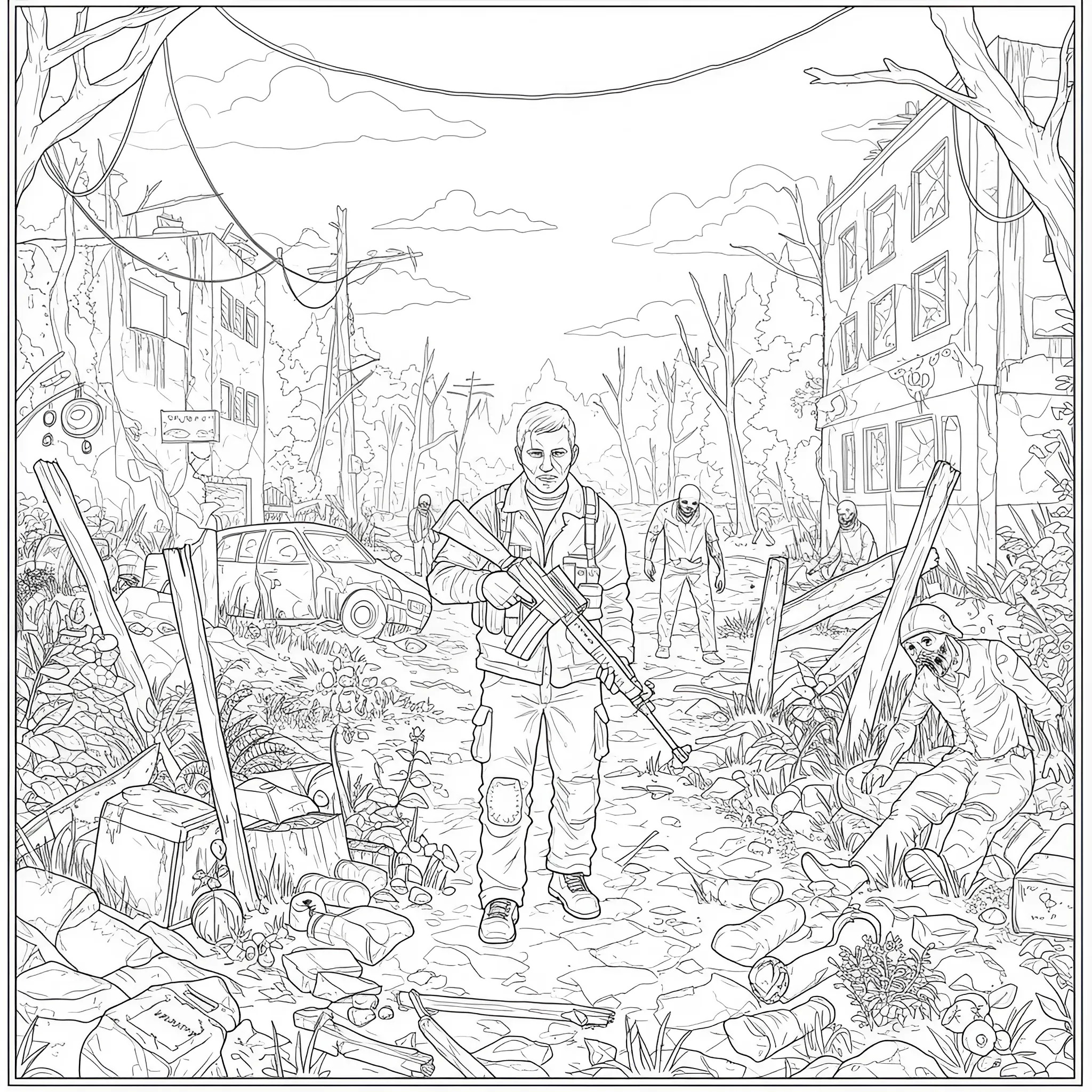 Free Day Z apocalyptic coloring book pages